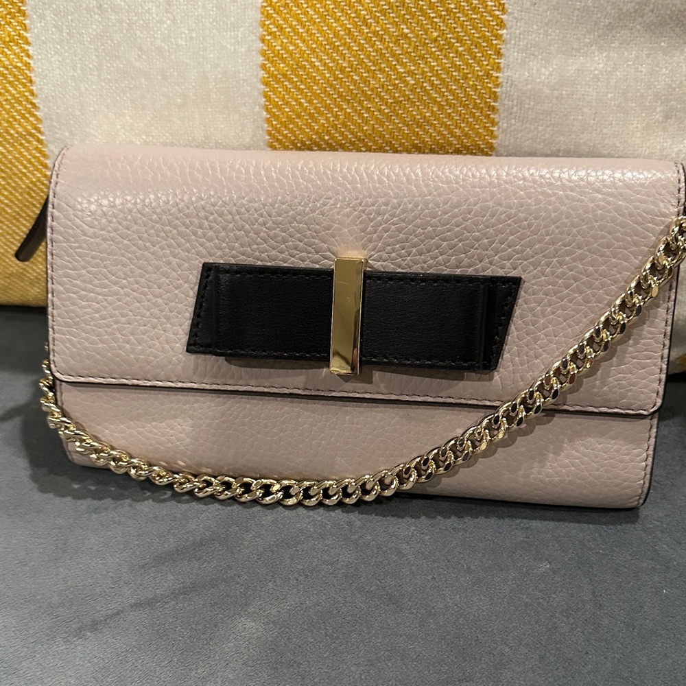 Kate Spade Elegant Grey and Black Leather Clutch